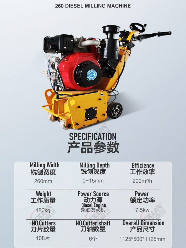 Road milling machine specification